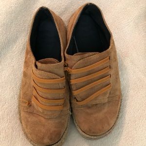 Brown suede slip on shoe
